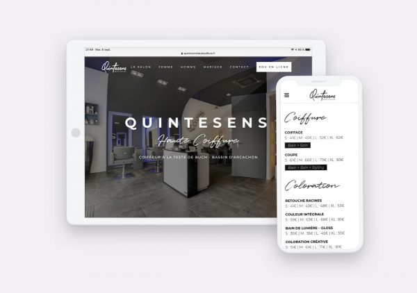 Creation site internet Quintesens Haute Coiffure par Calyweb
